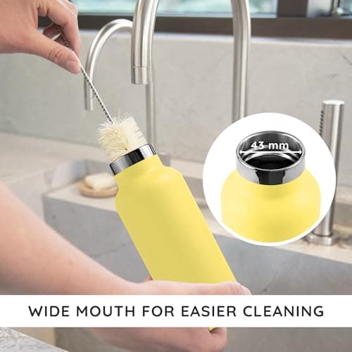 Bambaw Stainless Steel Insulated Water Bottle 1l, Metal Water Bottle 1l Stainless Steel, Double-Walled, Reusable & Leak-Proof, Wide Mouth, Easy to Clean & Great for Travel (Yellow Beam) — view 4