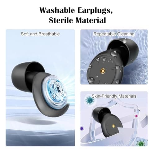 Ear Plugs for Sleep Noise Cancelling 50dB, Reusable Silicone Earplugs with Sleeping Eye Mask, Case & 3 Eartips(S/M/L), Soft Noise Reduction Earplugs for Sleep, Travel, Work, Concerts & Studying — view 6