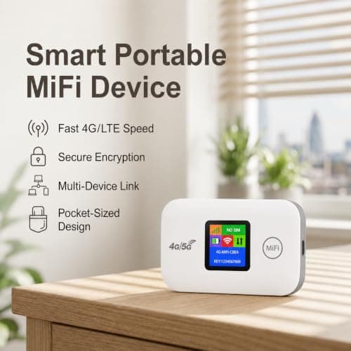 Portable 4G/5G LTE WiFi Router Portable with SIM Card Slot Wifi Travel Router Pocket 4G Internet Hotspot Up To 10 Users 3000mAh Battery for Travel Phone Computer Laptop — view 5