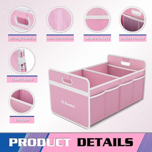 K KNODEL Car Boot Organiser, Foldable Car Boot Storage (Medium, Pink) — view 3