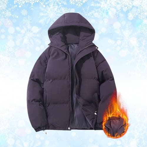 Anbiryeik Women Winter Puffer Down Jacket Hooded Waterproof Quilted Short Coat with Pockets Lightweight Ladies Parka Jackets Zip Up Windproof Packable Casual Warm Outwear for Travel Outdoor Purple XXL — view 2