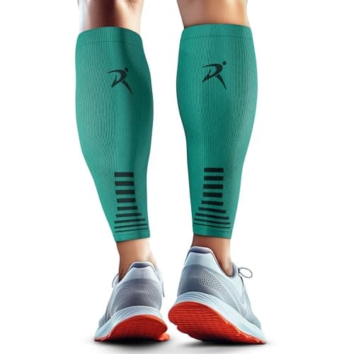 Rymora Calf Compression Sleeves for Men & Women (Ideal for Sports, Running, Shin Splints & More) (One Pair) (Turquoise) (Medium) [M]