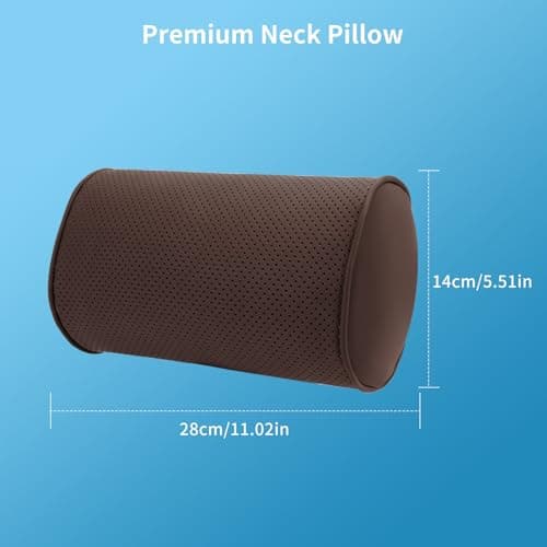 Dapucarin Car Headrest Pillow for Driving - Luxury Leather 100% Memory Foam, Ergonomic Neck Support - Universal Fit Head Rest Travel Pillow for Most Cars, Home & Office, Brown, 1 Pack — view 5