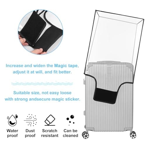3Pcs Clear Suitcase Covers Protectors, 20/24/28inch PVC Luggage Cover, Waterproof Scratch Dust Resistant Travel Luggage Protector Cover Wheeled Suitcase Protective Dust Cover for Suitcases Travel — view 4