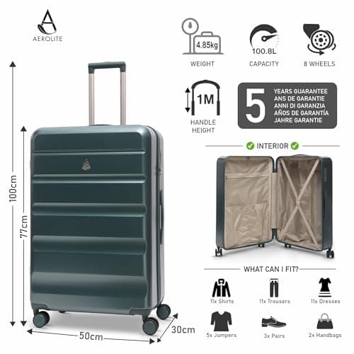 Aerolite Premium Large 28in 100L FlexShell Hard Shell 8 Wheel Suitcase — view 2