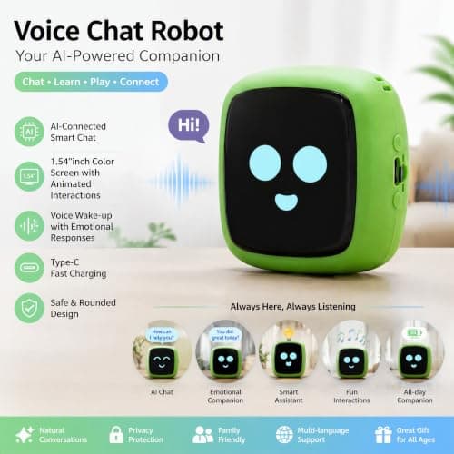 Dpofirs Ai Robot Partner Desktop Companion for Family Travel Car, 1.54in Color Screen & Voice Control — view 4