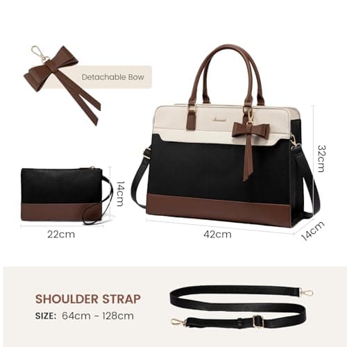 LOVEVOOK Laptop Handbags for Women, 15.6 Inch Ladies Work Bags Large Tote Bags with Compartments, PU Leather Womens Handbag Shoulder Bag for Office School Teacher Shopping Business — view 5