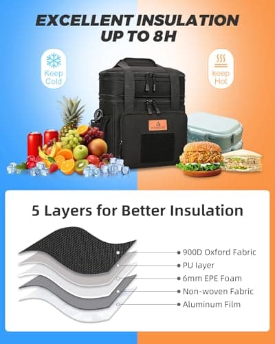 Lunch Bag for men Large Insulated Double Layer Cooler Bag for Work — view 5