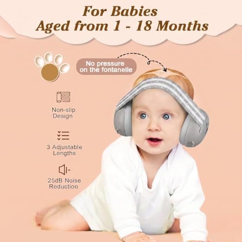 JITIFAZH Baby Ear Defenders with Hearing‑Protection, 2‑in‑1 for 1‑48 Months — view 3