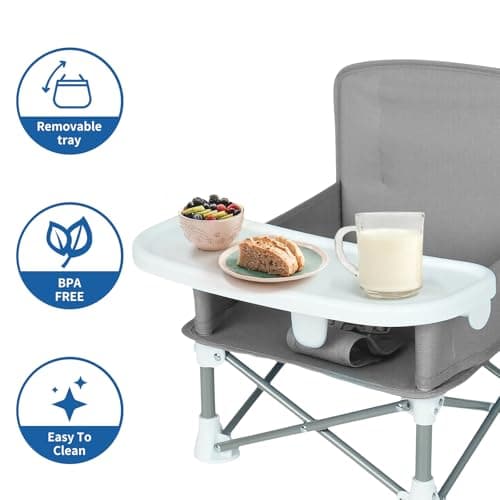 MFSLOVE Portable Booster Seat with Feeding Tray for Babies Toddler Booster Seat for Dining Baby Feeding Seat Baby Camping Chair,Travel Chair for 6 Months to 3 Years — view 4