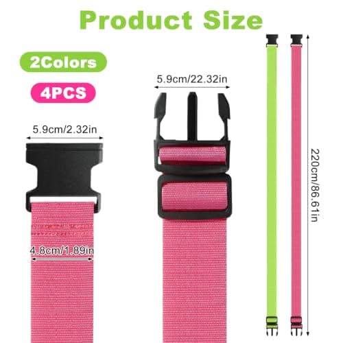 4 Pack Luggage Straps for Suitcases, Adjustable Suitcase Straps — view 2