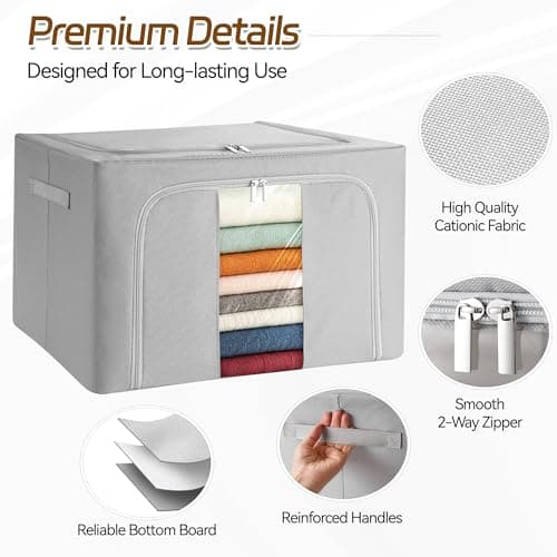 2 Pcs 66L Storage Boxes with Lid, Fabric Storage Bins with Clear Windows — view 4