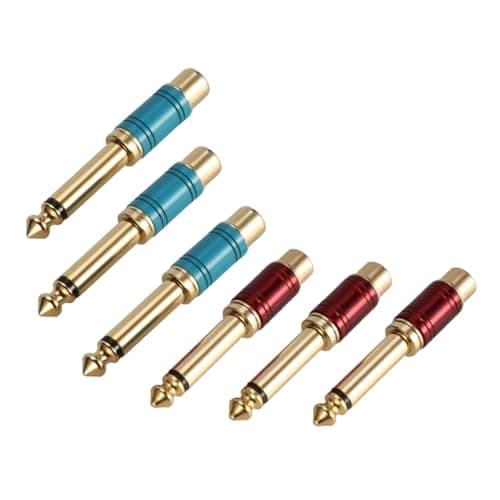NUOBESTY 6pcs Female Jack to Male Connector Plug Adapter Jumbo Plug for Guitar Stereo Jack Adapter Random Color