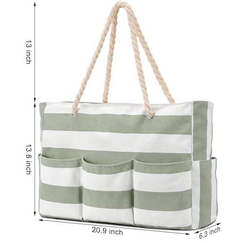 oscaurt Beach Bag Multi-pocket Beach Tote with Zip Waterproof Shoulder Handbags for Women Holiday Travel Essentials Women's Totes for Fitness Swimming and Grocery Shopping — view 4