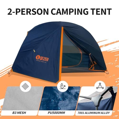 QEZER Camping Tent, Ultralight Dome Tent, Waterproof and Windproof, Suitable for Three/Four Seasons, Compact Size, Ideal for Hiking, Camping and Outdoor Activities (Blue, 220 * 90 * 115) — view 5