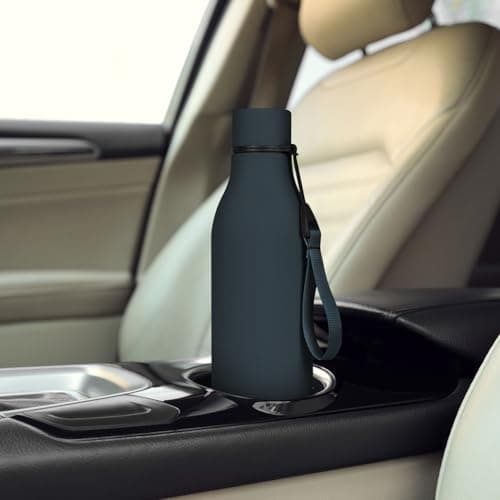 flintronic 550ml Water Bottles with Strap,Double Wall Vacuum Insulated Water Bottles Keeps Drinks Cold 24 Hrs/Hot 12 Hrs|Leak Proof|BPA Free,Stainless Steel Water Bottles for Gym,Hiking-Dark Blue — view 6