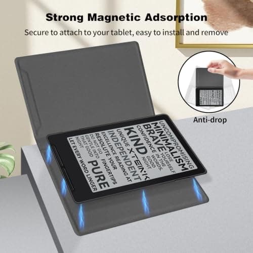 LaoShuSheng Magnetic Case for Xteink X3, Ultra-Lightweight Premium PU Leather Protective Cover with Magnetic Closure for Xteink X3 E-Reader (Rock Black) — view 4