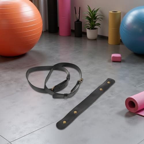 Abaodam Adjustable Yoga Mat Strap Black Pu Leather Carrying Band for Outdoor Fitness Pilates Exercise Mat Tie and Holder Suitable for Gym and Travel — view 5