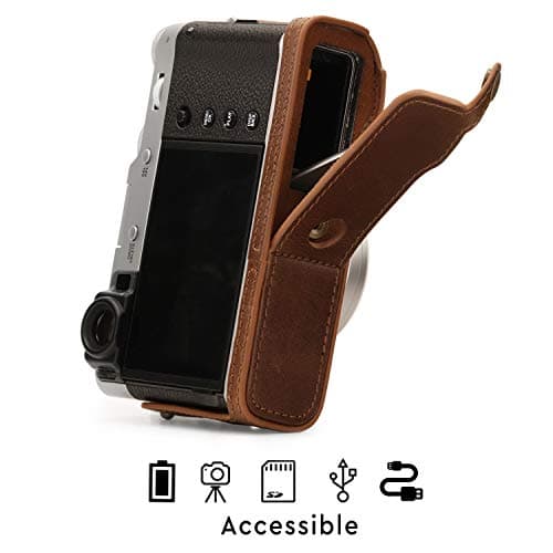 MegaGear MG1895 Ever Ready Genuine Leather Camera Half Case Compatible with Fujifilm X100V - Brown — view 4