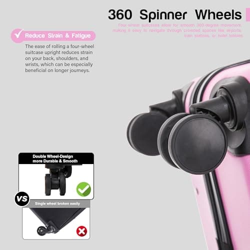 Aerostar 20” Lightweight Small Hard Suitcase Cabin Hand Luggage 4 Spinner Wheels Carry On 55x35x20 | Accepted on All Airlines easyjet, RyanAir, British Airways, Emirates & More (Pink, 35 Litre) — view 5