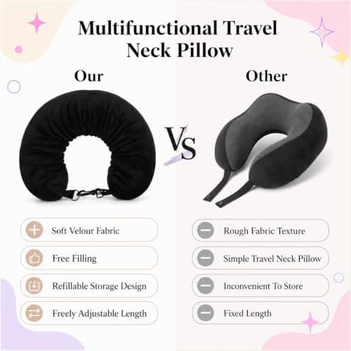 Elegaperma Neck Pillow Storage, Velvet Stuffable Travel Pillow — view 4