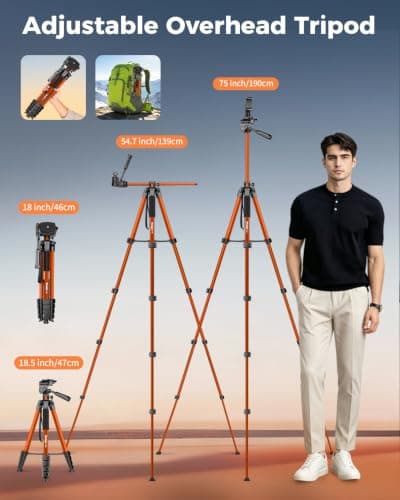 Nineigh Camera Phone Tripod, 75'' Lightweight DSLR Camera Stand — view 5