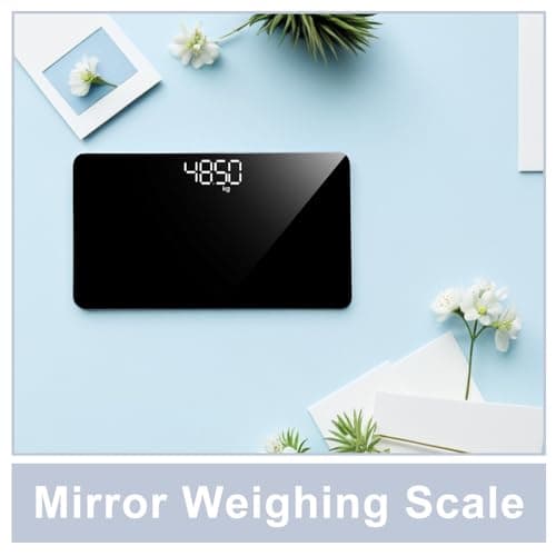 WHAMVOX Portable Travel Scales with Mini Mirror Surface Design Compact Tempered Glass Rechargeable Electronic Scale Random Color for Body Weight for Home Use for Bathroom and Fitness — view 3