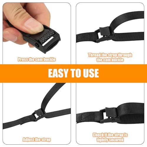 10 Pack Short Ratchet Straps, 50cm Adjustable Tie Down Straps with Metal Buckle, Mini Lashing Straps for Bike Rack, Motorcycle, Luggage & Cargo — view 3