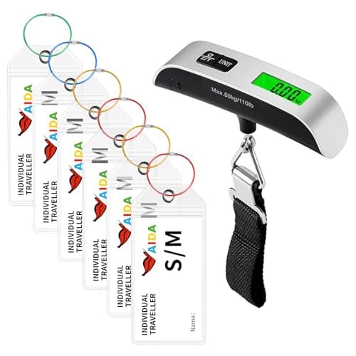 6 Pack Cruise Luggage Tags and Luggage Scales - Waterproof Transparent AIDA Luggage Tags with Metal Strap for Aida TUI My Ship (6 Pack, 19 x 11 cm)
