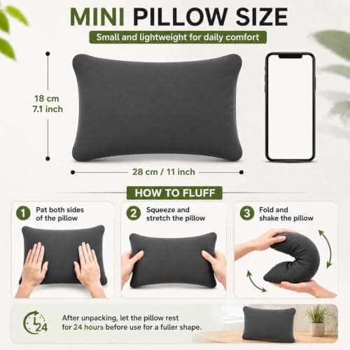 Black Mini Pillow Small Rectangle Cushion for Neck and Lumbar Support — view 2