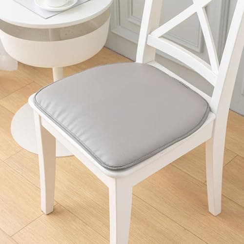 SDCGB Faux Leather Chair Cushion, Memory Foam Chair Pad, Non-Slip Rubber Back U-Shaped Seat Pad for Dining, Kitchen, Office(15.7"x16.9", Gray1)
