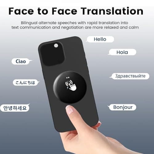 VBESTLIFE Magnetic Translator, 138 Languages Instant Translation Device, Online/Photo/Recording/Video & Audio Call Translation, 45 Days Stand By (Black) — view 3