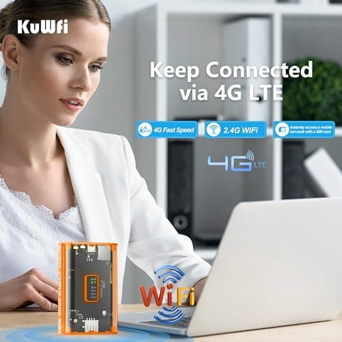 KuWFi 4G LTE Portable WiFi Router, Travel Hotspot with 5200mAh Power Bank — view 4