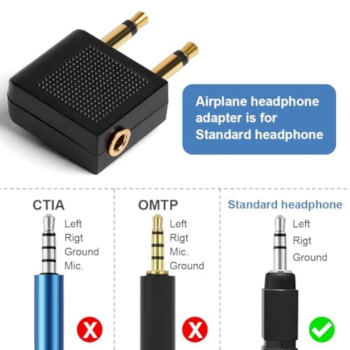 AXFEE 2PC Airplane Flight Headphone Adapters,3.5mm Airplane Flight Adapters — view 5