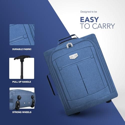 LUGG Cabin Size Lightweight Luggage - Durable 600D Polyester Snowflake Push Up Trolley - Solid Wheels - Easyjet, Ryanair, British Airways - Airway Locker (55x40x20cm) — view 5
