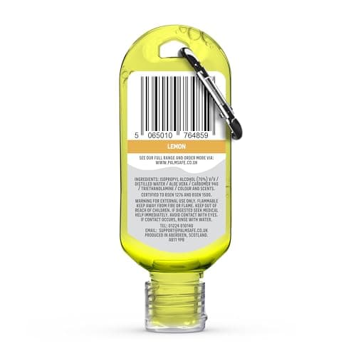 Palm Safe Lemon 3 Pack 60ml Anti Bacterial Premium Hand Sanitiser Travel Size Refillable Clip Bottle Quick Drying Non Sticky Extra Moisturising Kills 99.9% of Viruses and Bacteria — view 2