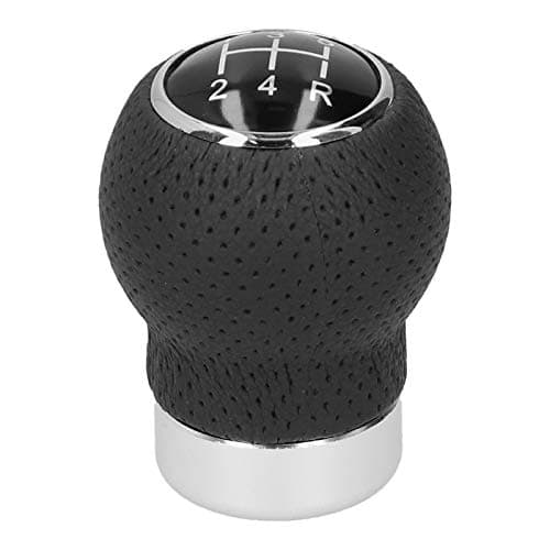AKLOSIPY 5-Speed Universal Gear Knob Genuine Leather & Aluminum Alloy with Adapter and Hex Wrench for Easy Installation