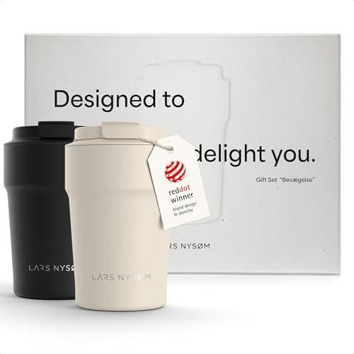 LARS NYSØM Thermo Coffee Mug to go Gift Set 2 x 380ml Thermo Mug for Coffee