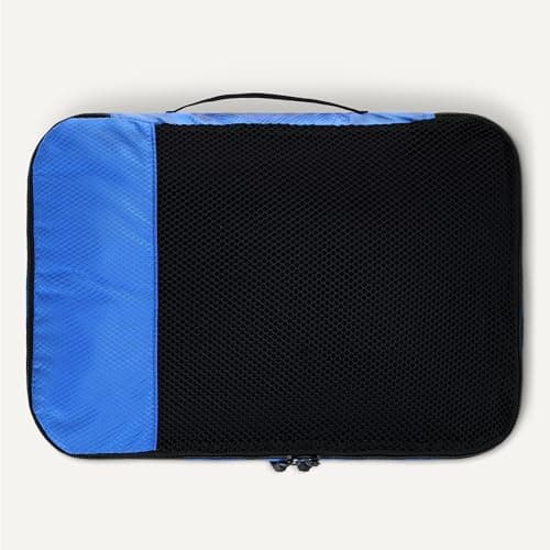 Amazon Essentials 4-Piece Packing Cubes Travel Accessories Set, Luggage Organiser with Double Zip, Mesh Top, Polyester, 2 Medium/2 Large, Blue (Previously Amazon Basics) — view 5