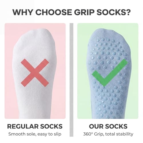 RJTCXJS 6 Pcs Non-Slip Grip Socks for Yoga Pilates — view 5
