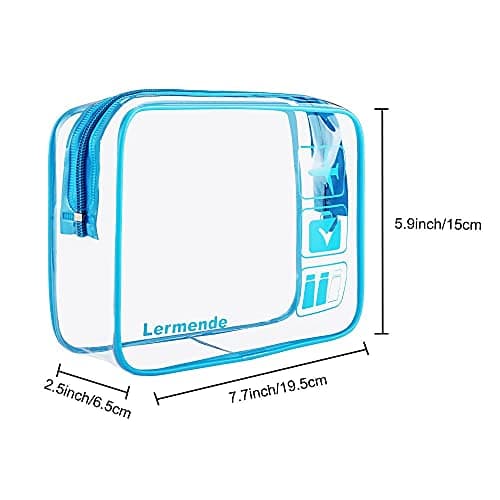 2pcs/Pack Lermende Clear Toiletry Bag TSA Approved Travel Carry On Airport Airline Compliant Bag Quart Sized 3-1-1 Kit Luggage Pouch (Blue) — view 2