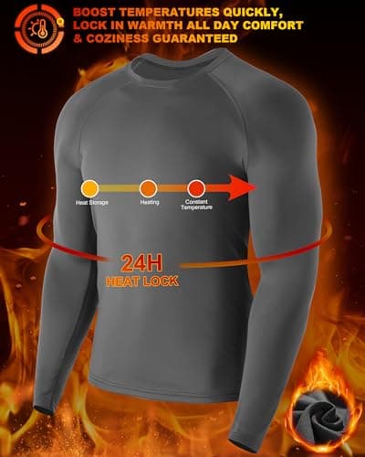 Roadbox Men's Thermal Base Layer Top 1-2 Pack, Fleece Lined Long Sleeve — view 4