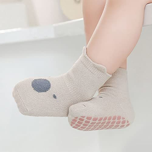 FedMois 5 Pairs Baby Kids Anti-slip Socks Cotton non skid Ankle Socks Animals, Multicolor, 1-3 Years — view 2