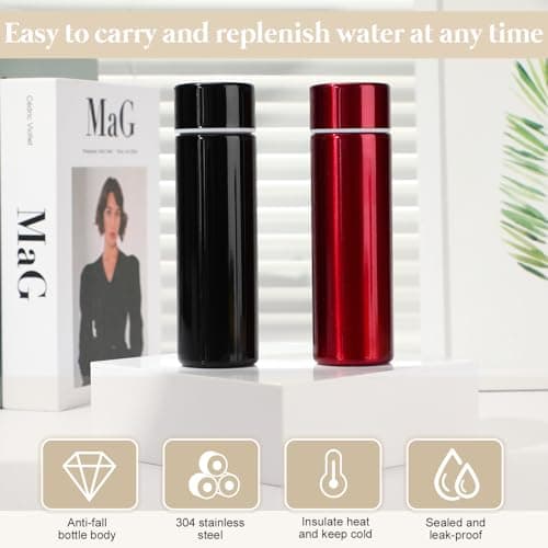 saerryor 2 Pcs Stainless Steel Water Bottle150MLMini Flask Black Red — view 5