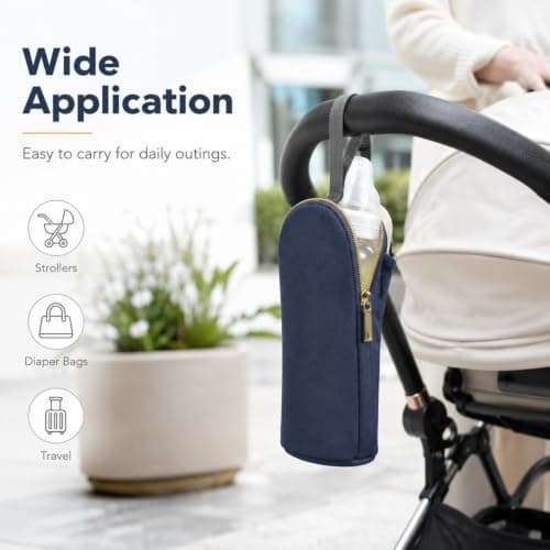 JiaYiXu 1 Pack Insulated Baby Bottle Bag, Dark Blue Milk Cooler Bottle Cooler Warmer Pouch, Baby Bottles Cooler Bag, Portable Travel Thermal Bags for Bottles — view 4