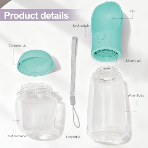 Dog Water Bottle Portable 3in1 Water Bottle with Food Container for Dogs — view 4