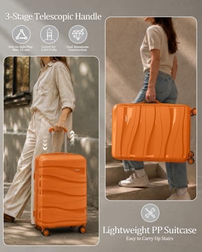 Kono Medium Suitcase 24 Inch, Durable Checked Luggage for Holiday Travel — view 3