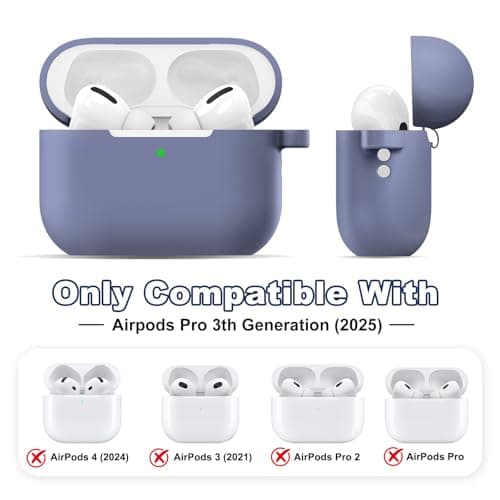 MATEPROX Case Compatible with AirPods Pro 3, Cover Portable Silicone Skin with Keychain Earphone Protective Cases for AirPods Pro 3th Generation 2025-Lavender Purple — view 2