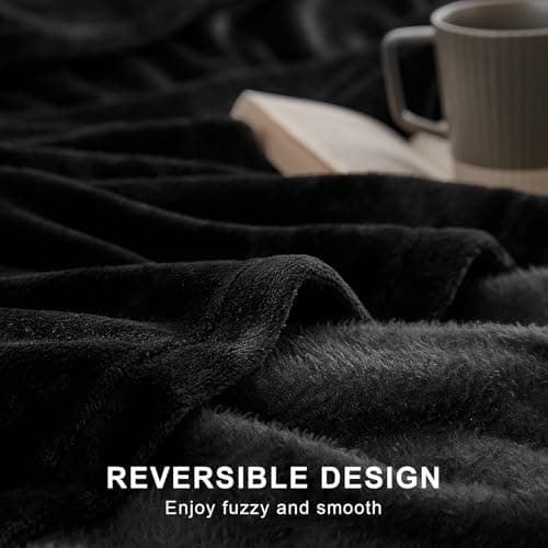EHEYCIGA Throw XL Fleece Throw Blanket for Sofa 130x178cm, Black — view 4