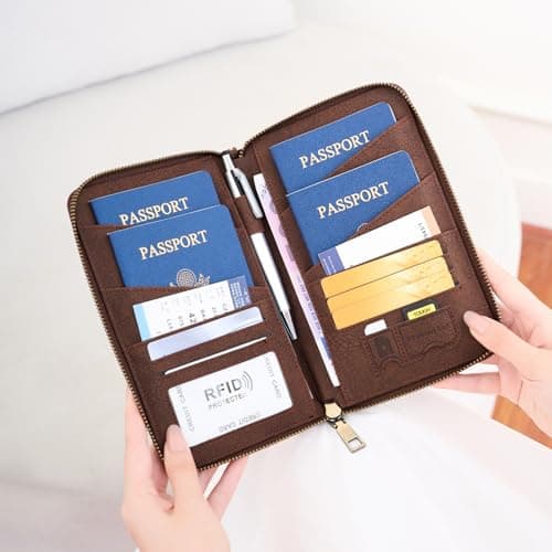 Toctax Passport Holder Travel Wallet for Family, RFID Passport Wallet Travel Document Holder for Men and Women (Coffee) — view 5